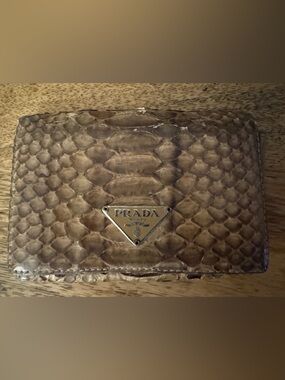 Prada Leather Faux Snakeskin Wallet